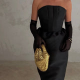 EFFIE KATS (black) Lilia strapless midi