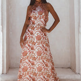 SONYA MODA (brown/pink/white) Aljoun floral high neck maxi