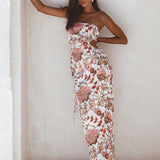SONYA MODA (brown/pink/white) Dima floral strapless maxi