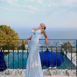 BUBISHLUXE (blue) Savannah Rosette silk flower gown