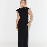 ODD MUSE (black) drape back gown