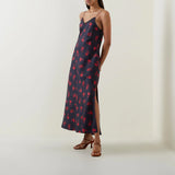 OROTON (red/navy) Dutch Tulip silk slip midi