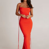 MELANI THE LABEL (orange) Jiani ruched back maxi
