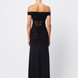 MOSSMAN (black) Rebound off shoulder mesh maxi