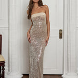 FAIT PAR FOUTCH (silver) Elizabeth sequin strapless maxi