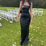 EFFIE KATS (black) Amelie faux leather strapless maxi