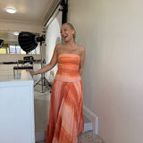 ACLER (orange/melon) Brayswick pleated strapless midi