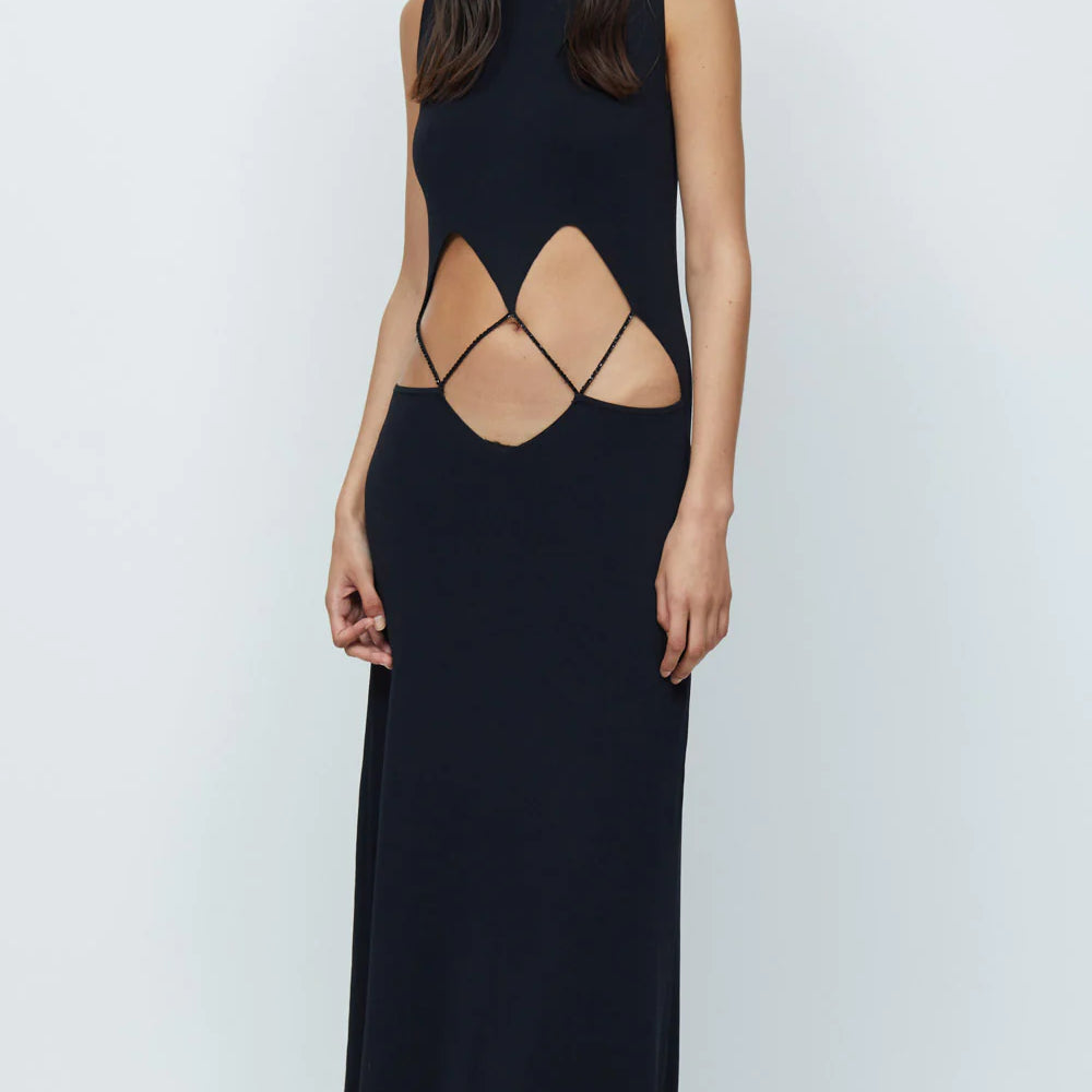 BEC AND BRIDGE (black) Skylar open tummy knit maxi