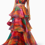 YAURA FAARI (red/orange) Aquarelle skirt/top set
