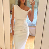 MISHA (white) Alaska one shoulder twist midi