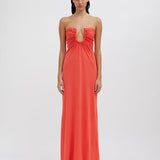 CHRISTOPHER ESBER (grapefruit/pink peach) arced palm strapless gown