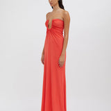 CHRISTOPHER ESBER (grapefruit/pink peach) arced palm strapless gown