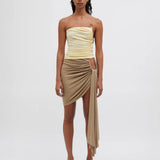 CHRISTOPHER ESBER (khaki) Arced micro skirt