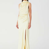 MISHA (yellow) Constantina High Neck silk maxi