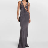 CHRISTOPHER ESBER (grey) Cutout silk satin  maxi