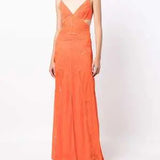 DION LEE (orange) Fork Frame mesh gown