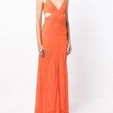 DION LEE (orange) Fork Frame mesh gown