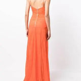 DION LEE (orange) Fork Frame mesh gown
