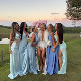 ARCINA ORI (blue) Santina halter neck maxi