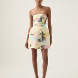 AJE (baby yellow/pink) Sunset sky strapless mini