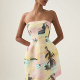 AJE (baby yellow/pink) Sunset sky strapless mini