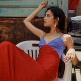RAT AND BOA (red/blue/purple) Rosso silk slip maxi