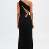 MISHA (black) Demi one shoulder cut out gown
