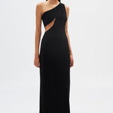 MISHA (black) Demi one shoulder cut out gown