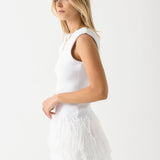 AJE (white) Raffia Feather Knit Mini