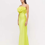 RACHEL GILBERT (Lime) Eyelar Silk Strapless Gown