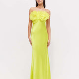 RACHEL GILBERT (Lime) Eyelar Silk Strapless Gown