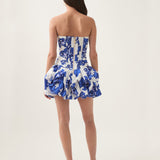 AJE (blue floral) Violette bubble hem mini