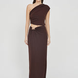FRIEND OF AUDREY (brown) Kerr jersey skirt set