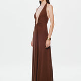 MISHA (brown) Jennifer Cupro drape gown