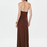 MISHA (brown) Jennifer Cupro drape gown