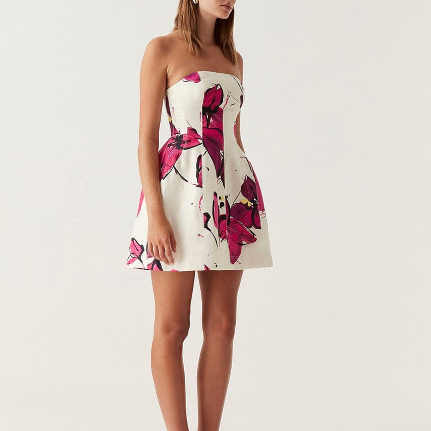 AJE (pink/white) Baret strapless a-line mini