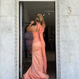 CUSTOM MADE (peach) halter gown
