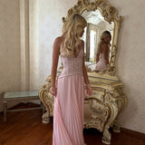 FENITY (pink) Gaia pleated halter maxi