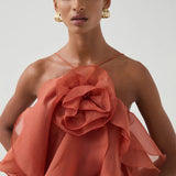 AJE (Peach/apricot) Pandorea halter frill maxi