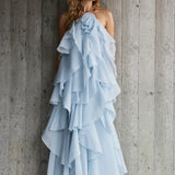 AJE (baby blue) Pandorea halter frill maxi