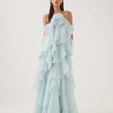 AJE (baby blue) Pandorea halter frill maxi