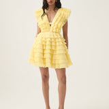 AJE (yellow) Reflection v-neck frill mini