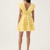 AJE (yellow) Reflection v-neck frill mini