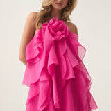 AJE (pink) Fuschia rose halter frill mini