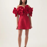 AJE (red) Etta flower off shoulder mini