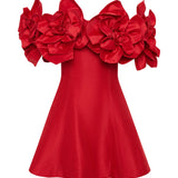 AJE (red) Etta flower off shoulder mini