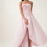 AJE (pastel pink) Splendour bubble hem flower maxi