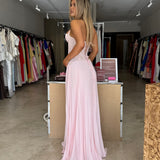 FENITY (pink) Gaia pleated halter maxi