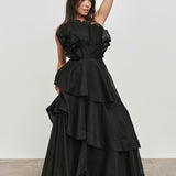 AJE (black) Selestia frill gown