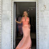 CUSTOM MADE (peach) halter gown